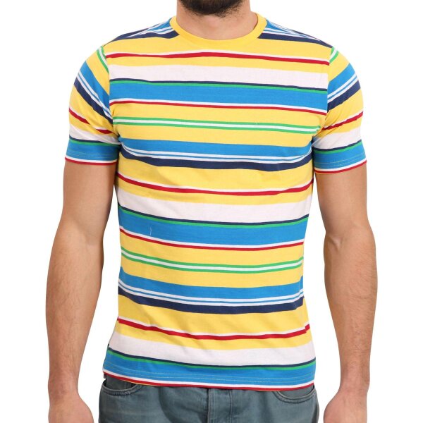 wawiHEROES FRESH BRAND Herren T-Shirt COMBO Gestreift in Gelb