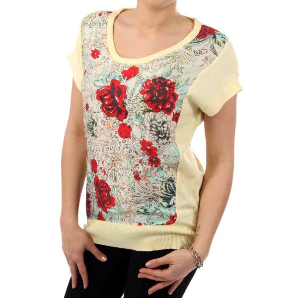 wawiHEROES BLAUER USA Damen T-Shirt MAGLIA in Creme