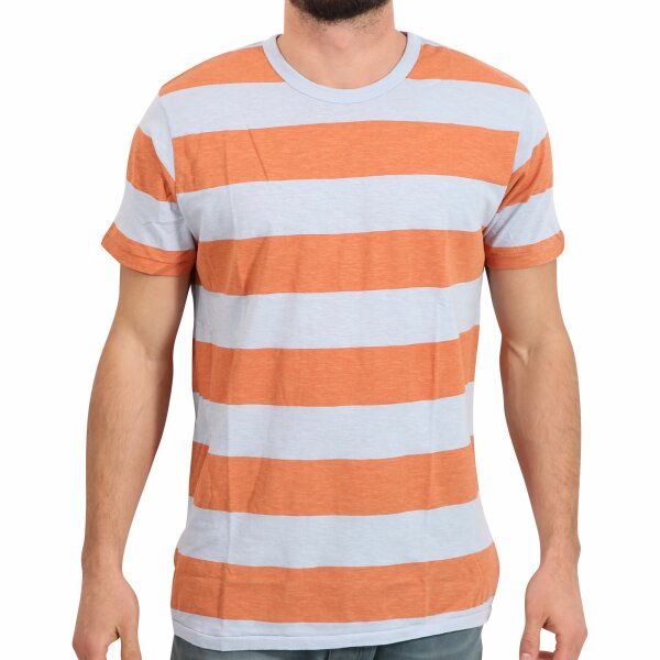wawiHEROES JACK & JONES VINTAGE Herren T-Shirt STRIPE in Hellblau/Orange