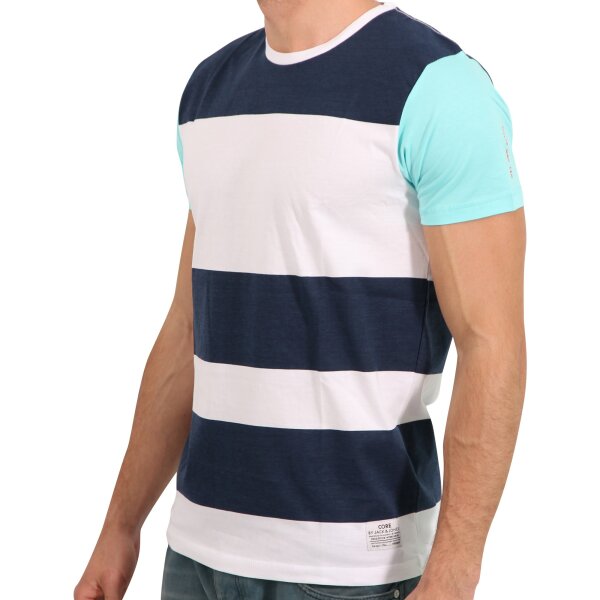 wawiHEROES JACK & JONES CORE Herren T-Shirt ELM in Weiß/Blau