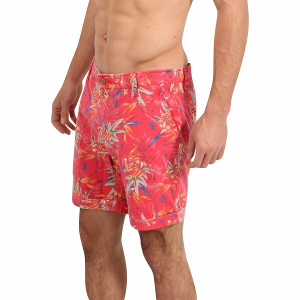 wawiHEROES FRESH BRAND Herren Short FLORAL CORAIL in Rot