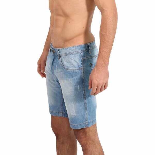 wawiHEROES FRESH BRAND Herren Jeans Short BLUE DENIM in Hellblau