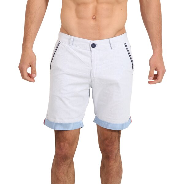 wawiHEROES FRESH BRAND Herren Short STRIPES in Weiß/Hellblau