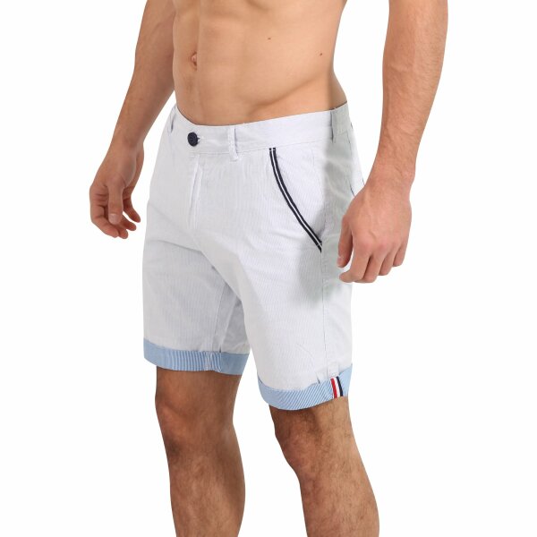 wawiHEROES FRESH BRAND Herren Short STRIPES in Weiß/Hellblau