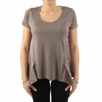 wawiHEROES BLAUER USA Damen T-Shirt MC AIRY in Grau/Braun