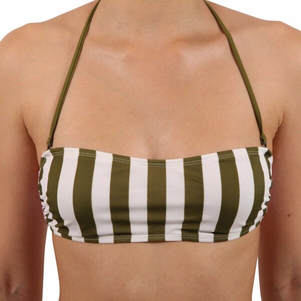 wawiHEROES DIESEL Damen Bandeau Bikini Oberteil DOLY REGGISEN Gestreift in Grün/Weiß