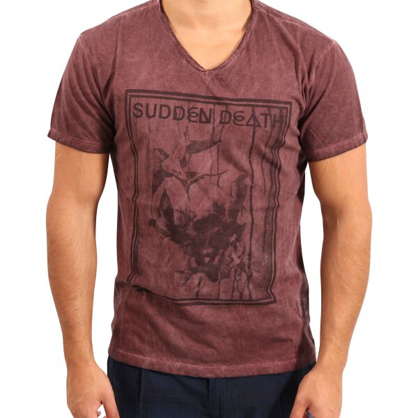 wawiHEROES INDICODE JEANS Herren T-Shirt FALLEN BERRY in Weinrot