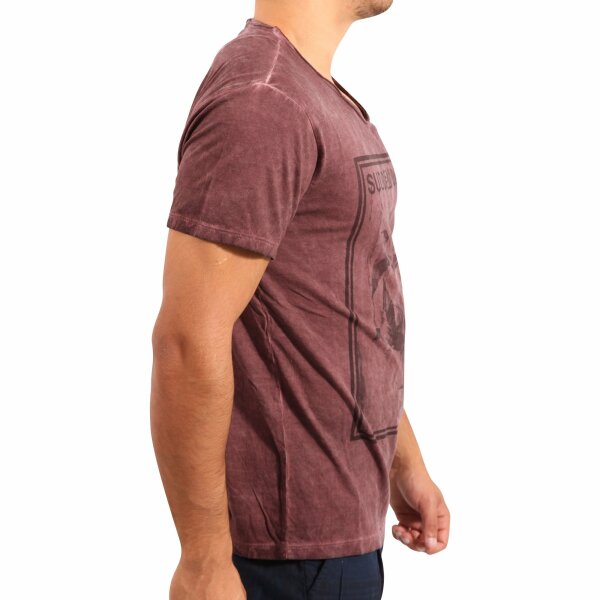 wawiHEROES INDICODE JEANS Herren T-Shirt FALLEN BERRY in Weinrot