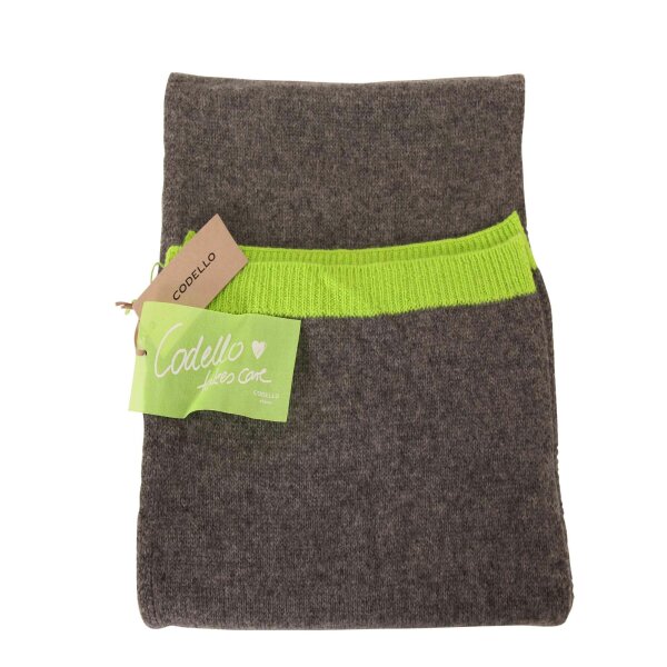 wawiHEROES CODELLO Damen Schal POETRY GRUNGE KNIT in Grau/Neongrün
