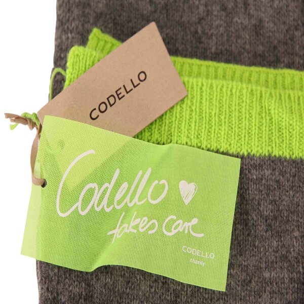 wawiHEROES CODELLO Damen Schal POETRY GRUNGE KNIT in Grau/Neongrün