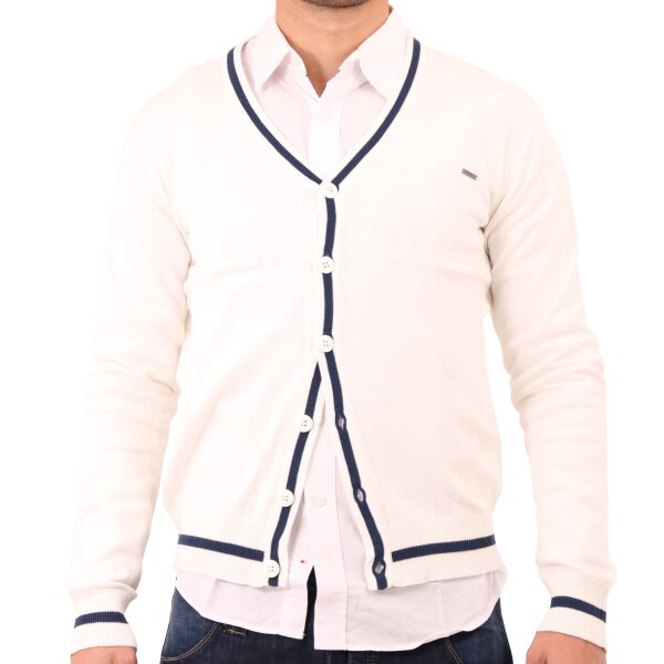 wawiHEROES FRESH BRAND Herren Cardigan COLLEGE in Weiß
