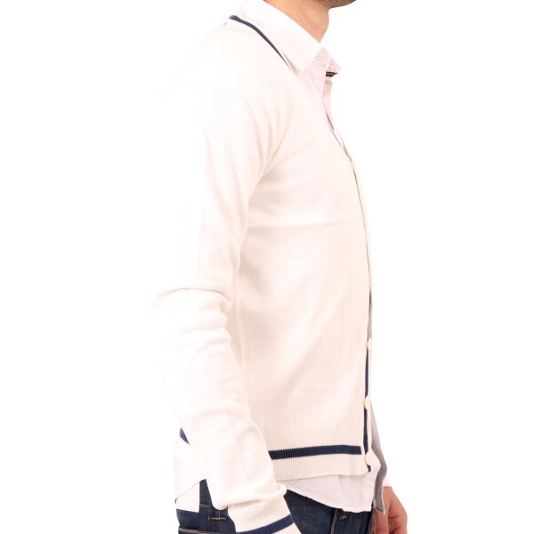 wawiHEROES FRESH BRAND Herren Cardigan COLLEGE in Weiß