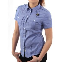 wawiHEROES BLAUER USA Damen Kurzarm Bluse CAMICIA in Blau