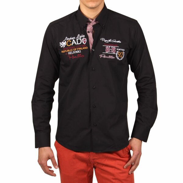 wawiHEROES PONTTO Herren Langarm Hemd MODERN FIT in Schwarz