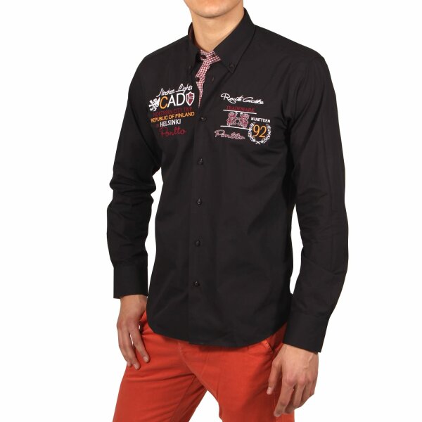 wawiHEROES PONTTO Herren Langarm Hemd MODERN FIT in Schwarz
