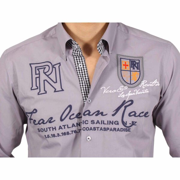 wawiHEROES PONTTO Herren Langarm Hemd MODERN FIT in Grau