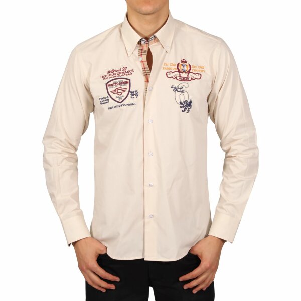 wawiHEROES PONTTO Herren Langarm Hemd MODERN FIT in Beige