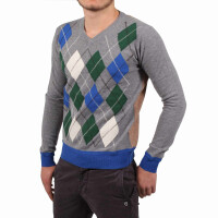 wawiHEROES RA-RE Herren Pullover KARO in Grün-Grau