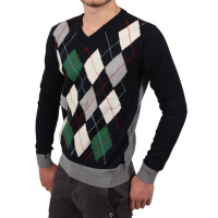 wawiHEROES RA-RE Herren Pullover KARO in Blau/Weiß