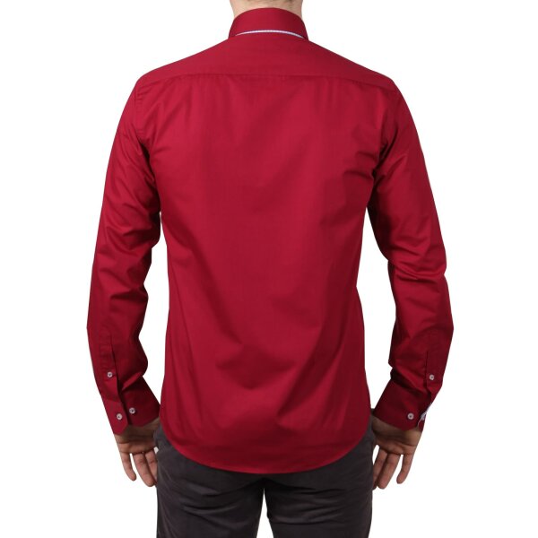 wawiHEROES PONTTO Herren Langarm Hemd MODERN FIT 4006 in Rot