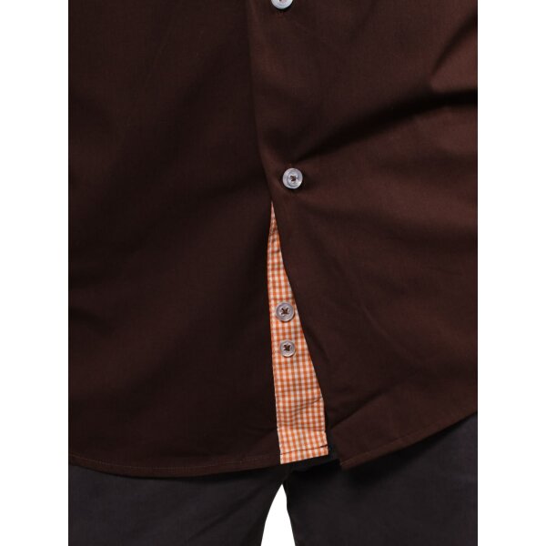 wawiHEROES PONTTO Herren Langarm Hemd MODERN FIT 4011 in Braun
