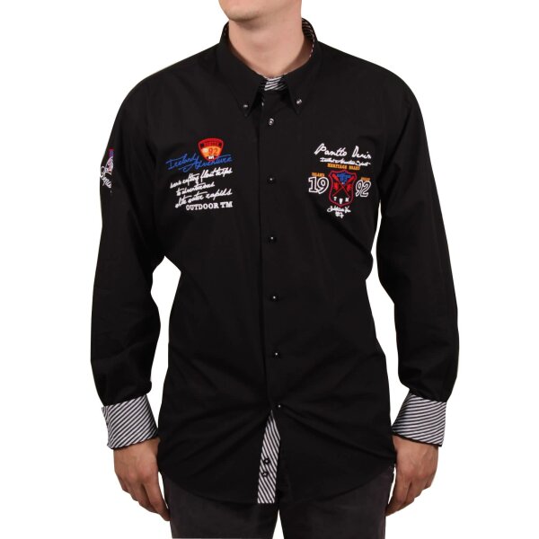 wawiHEROES PONTTO Herren Langarm Hemd MODERN FIT 4021 in Schwarz